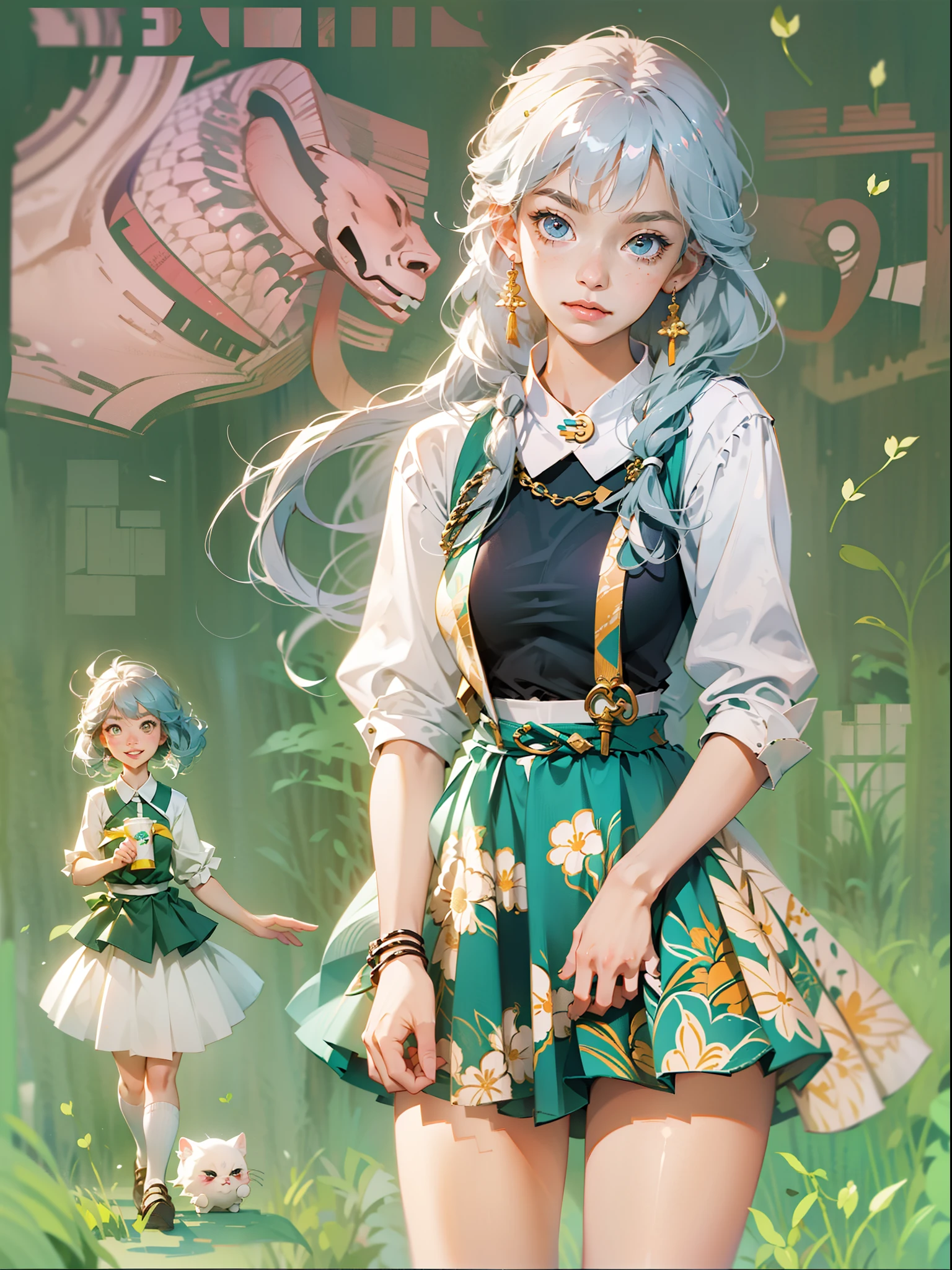 Create an image of a girl similar to Yui Arakaki. Focus especially on the atmosphere around the eyes and the style of the hair, and draw a person who has a similar impression to her. Also, incorporate a bright smile or graceful expression similar to hers. You can arrange your clothes and backgrounds freely, but please express her cleanliness and natural charm.