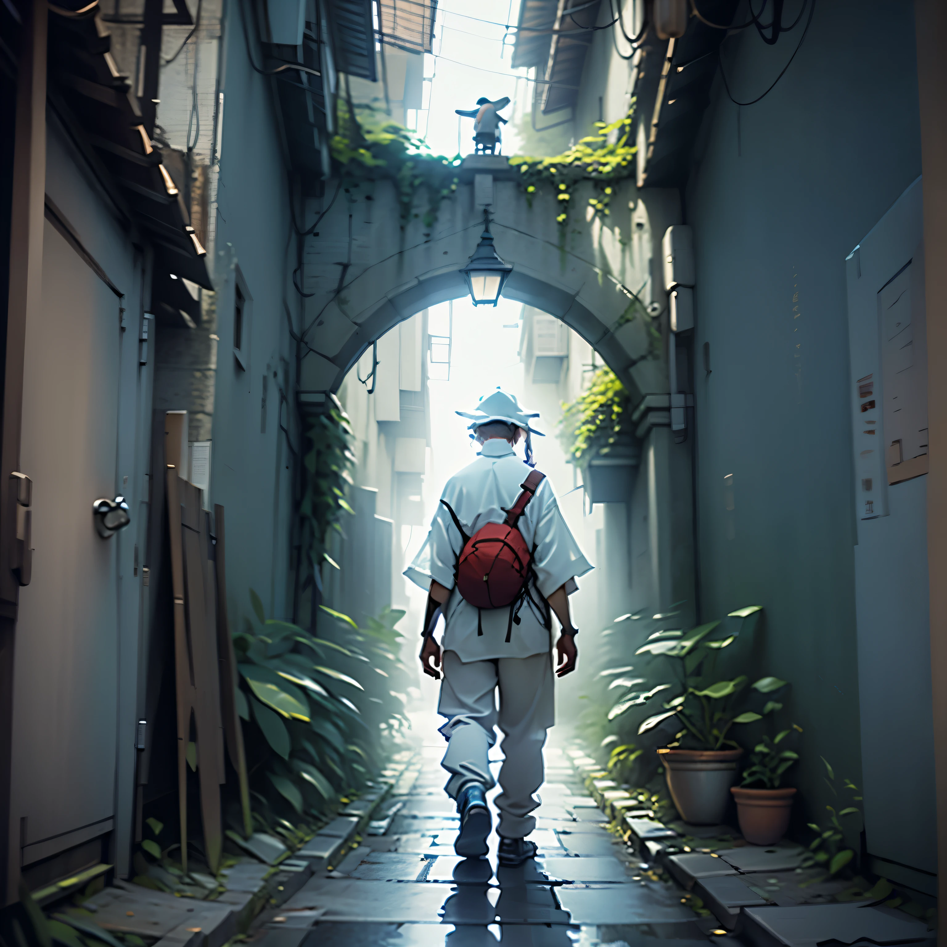 dreamy picture with a shy person from behind