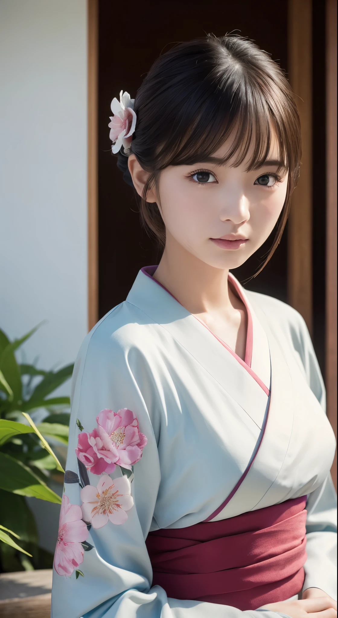 (Photorealsitic:1.4), (Top image quality:1.0), (超hight resolution:1.0), 8K, Raw photography, (masterpiece:0.2), (pureerosface_v1:0.5)、(Best Quality Detail:1.2)、realisitic、8K UHD、hight resolution、(1girl in:1.2)、The ultra-detailliert、High quality textures、intricate detailes、detaileds、非常detailedsなCG、High quality shadows、Detail Beautiful delicate face、Detail Beautiful delicate eyes、depth of fields、Ray traching,1girl in, japanaese girl, Cute, slender, Kimono with Japanese pattern,Floral scrunchie, Beautiful skin, Facing the front,Country of Japan,Japanese garden,Luxury Japanese-style room, skyporn, Magic Hour, (Realistic:1.3), 細かくdetailedsなプッシー, quality, (masutepiece:1.2), (Photorealsiticです:1.2), (Best Quality), (Intricate details), Dramatic, Ray tracing, photograph, +Lola