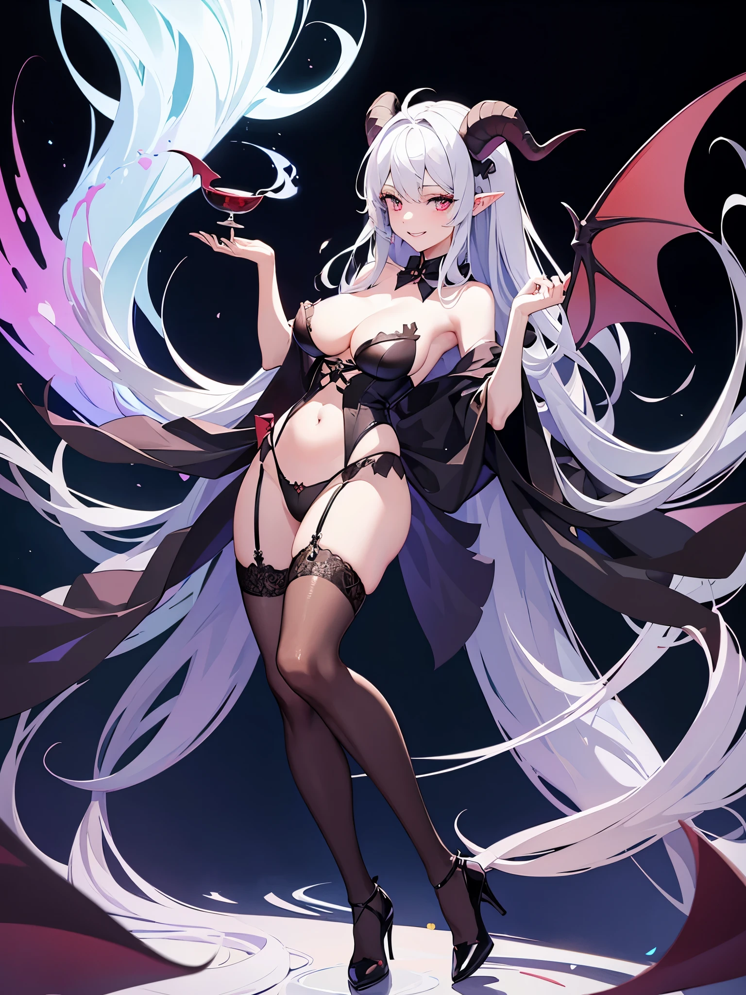 with black background,white color hair