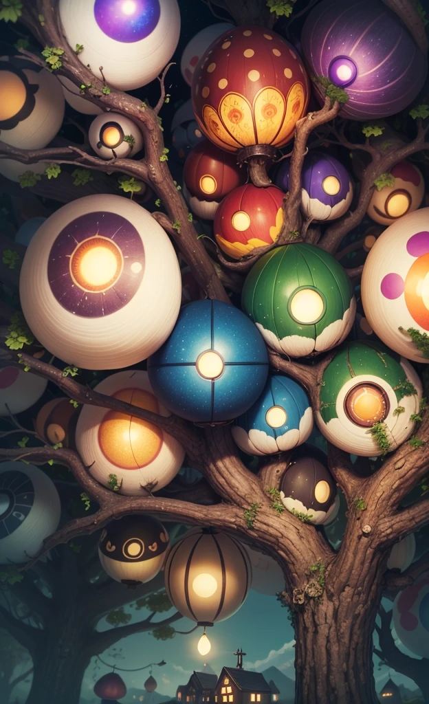 Light up the colorful mushroom forest,world in a bottle,A fairyland-like hideaway,Colorful mushroom house,a fairy world,夏天,Seafront,Rios,tree house,sunflower fields,lavender,mountain ranges,mountain peak tree,a small medieval village, Italy, are present, medieval town, medieval village, 幻想Italy, quaint village, Italy杰作, medieval coastal village, medieval town景观、Cobblestone road、View from the street、Behold