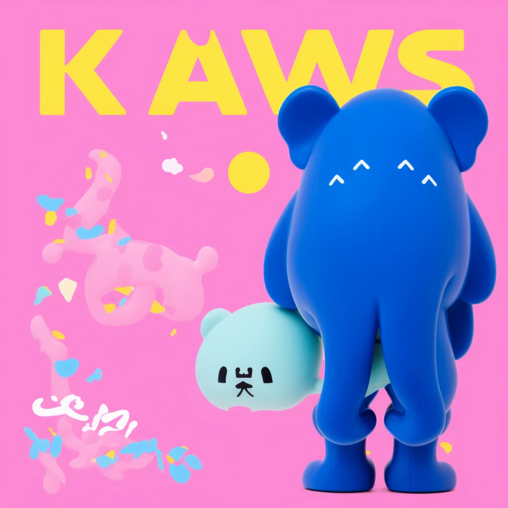 graphic design poster, a close up of a blue teddy bear with a pink background, kaws, mandkaws, collectible, fully posable, kenny wong x pop mart, fake, pvc poseable, (((luke chueh))), 🚀🌈🤩, y 2 k cutecore clowncore, 🔞🤡, sofubi, vinyl designer toy, kawaai