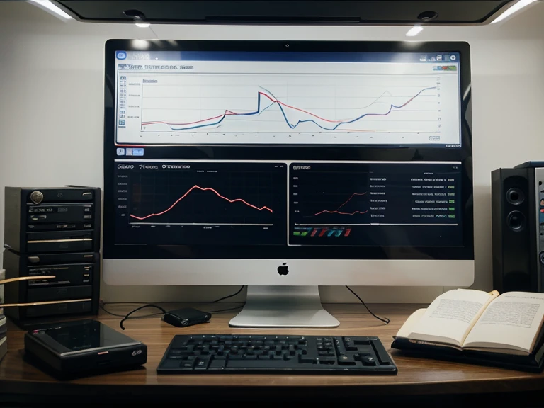 finance banner concept, computer panel with finance graphs