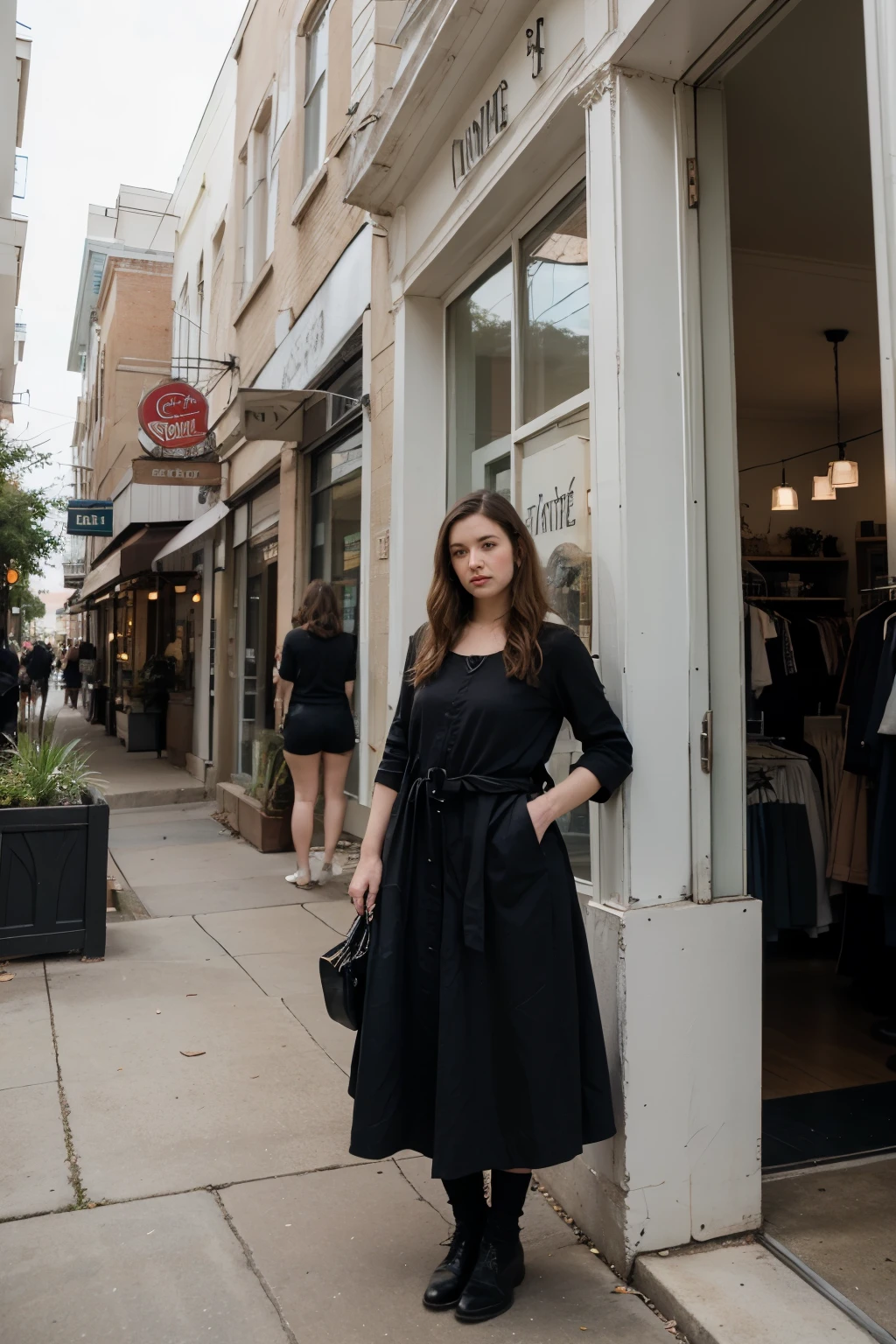 A vintage store called Angelic Antique that is in downtown Denton Texas. The front has a window display of stylish Christian gothic aesthetic.