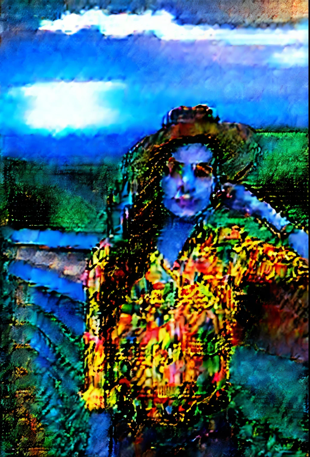 da aldeia, plano de fundo do campo, cabelos castanhos claros, rabo-de-cavalo, Sunset, fundo do animal da fazenda, Tarde, beautiful face, olhos negros, camisa quadriculada estampada, camisa xadrez vermelha e branca,jeans marrom, luvas marrons, pele branca, Resting in a tree, leaning against a tree, rosto atordoado, beleza natural