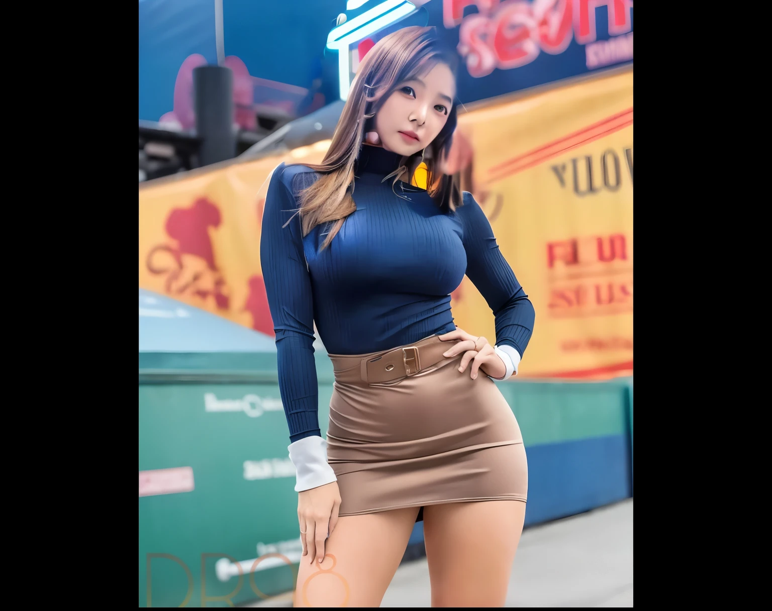 Korean Girl,Brown hair,