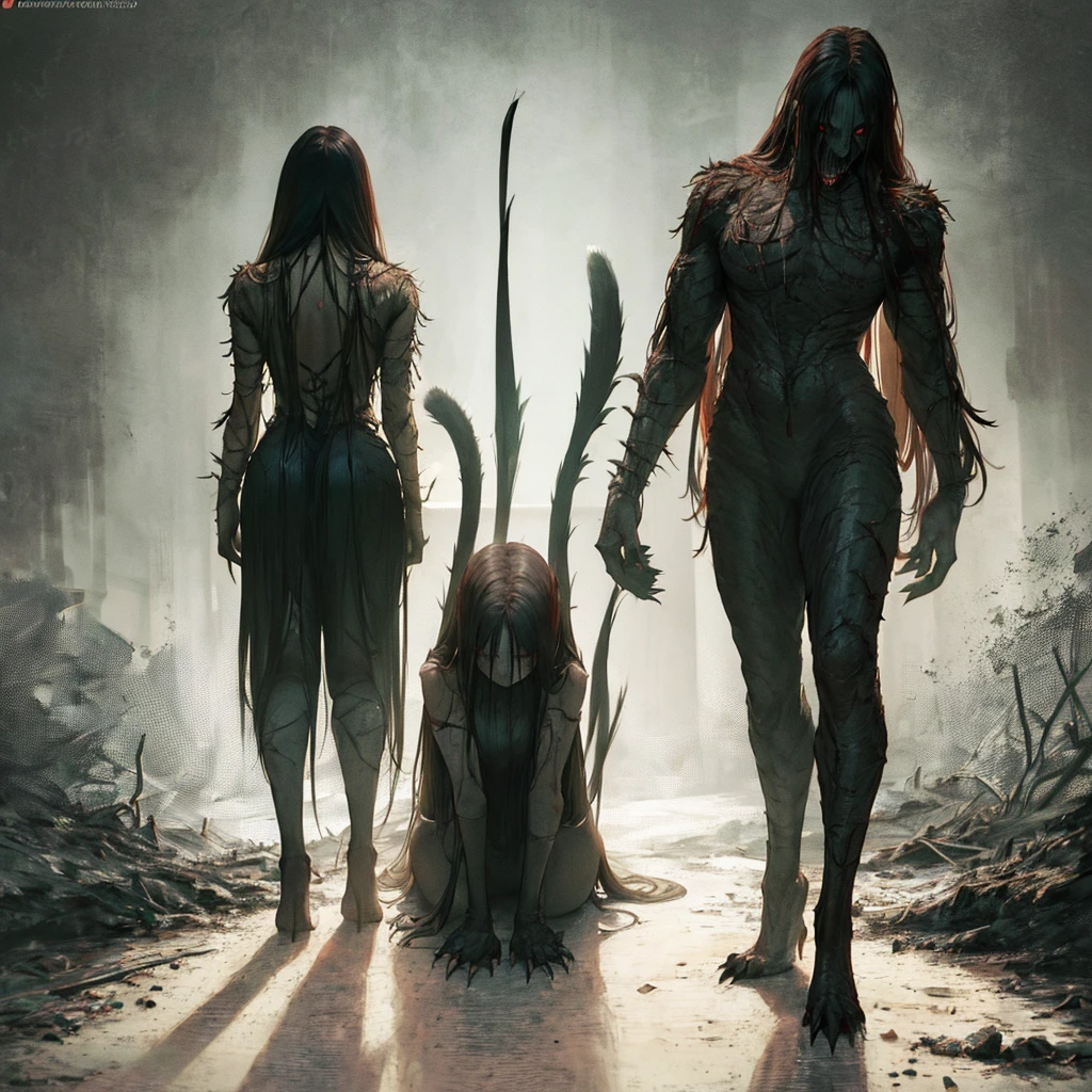 (girl, humanoid:1.1),(animal:1.3),(biped:1.1),(horse feet),(clawed hands),(distorted torso),(long straight hair),(horror scene),(horror animal),(best quality,4k,8k,highres,masterpiece:1.2),(ultra-detailed),(realistic,photorealistic,photo-realistic:1.37),(dark lighting),(horror movie style),(vivid colors),(sinister atmosphere)