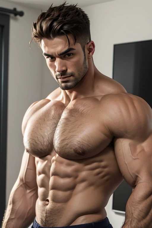 Muscular man no shirt big chest