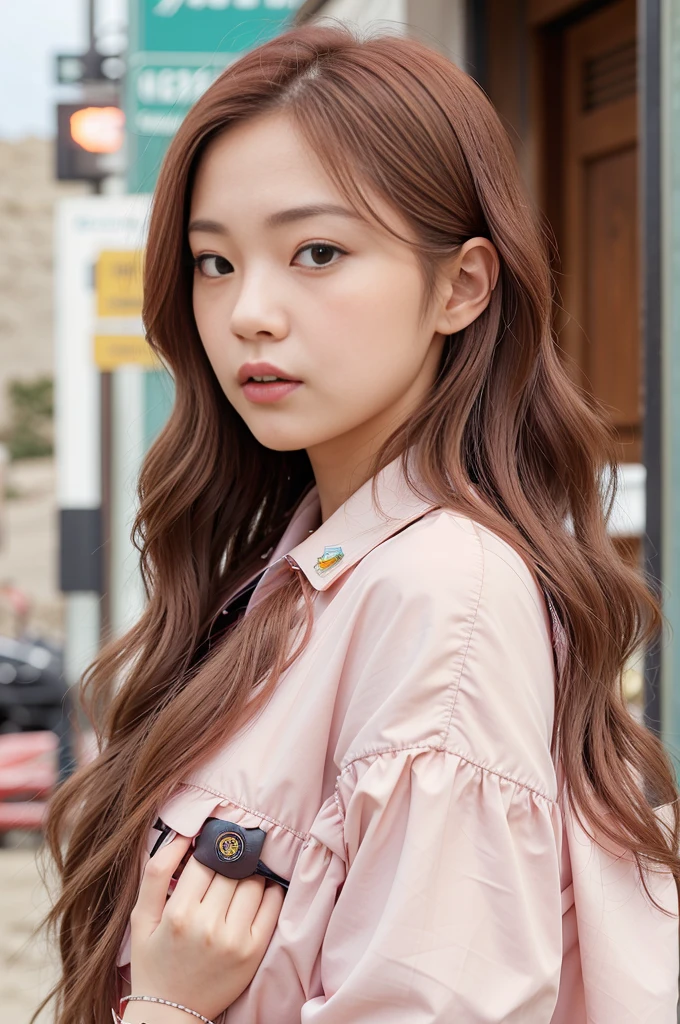 close up of a woman with long hair wearing a red bikini jaeyeon nam double tzuyu jinyoung shin female korean idol portrait blackpink jossi portrait korean artist blackpink roseanne park ash blonde gray hair heonhwa choe wavy shoulder length hair lee ji- eun, lee ji - eun. The woman is facing the camera and photographed from a different angle. On the beach.