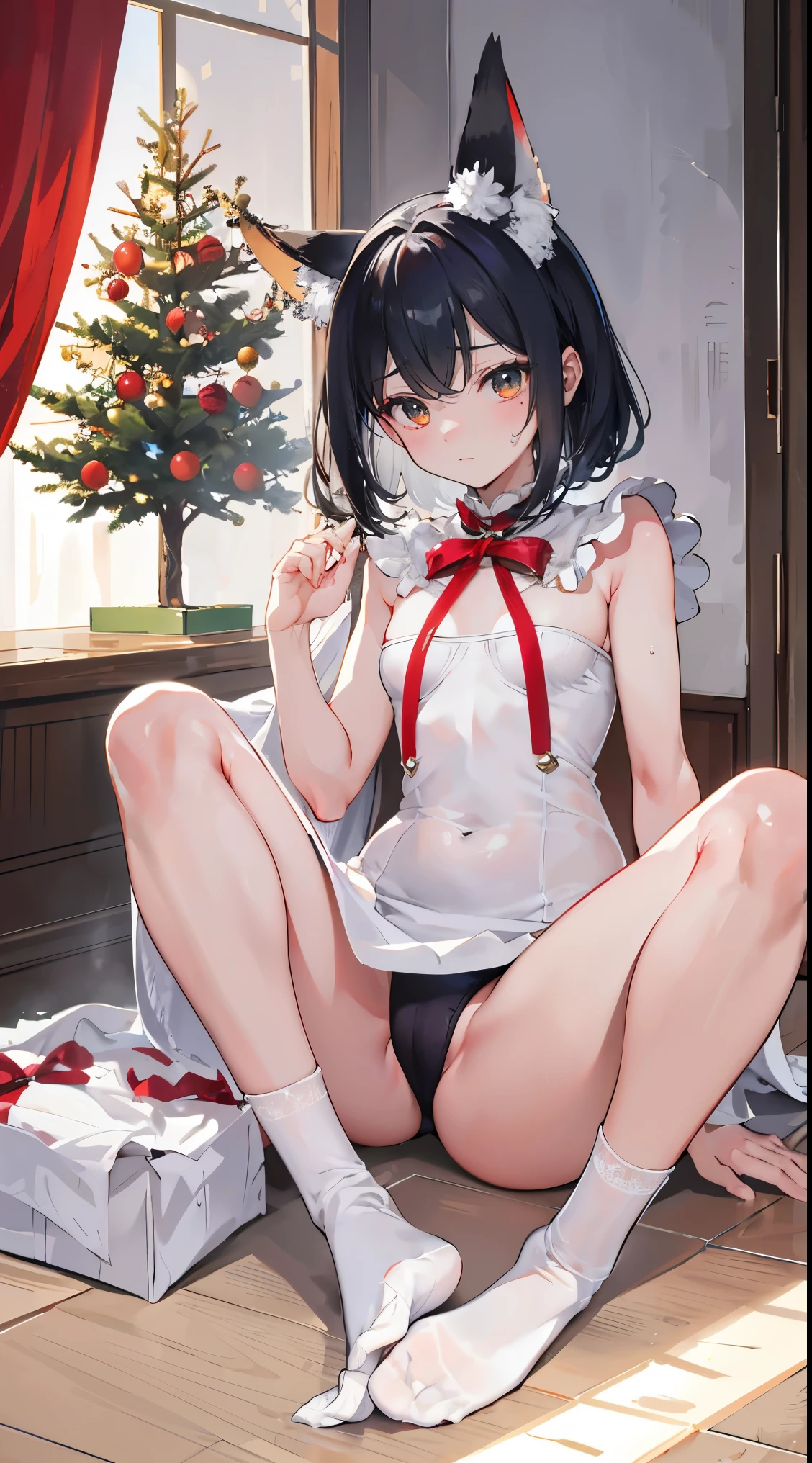 ,no underwares, the feet,Very shy,sitted, the feet,exposed device,cleanness液体,Bigchest,cleanness,Soaked,Hold your thighs from behind with your hands,Emotional expression,fuzzy,taunt,succubi,Unoccluded,There is no lower limit,Mesh socks,Camel toes,christmas,sweat drenched,cleanness, shape,Effluent,骆驼the feet趾,Christmas tree,Gift box,ribbons,opening legs