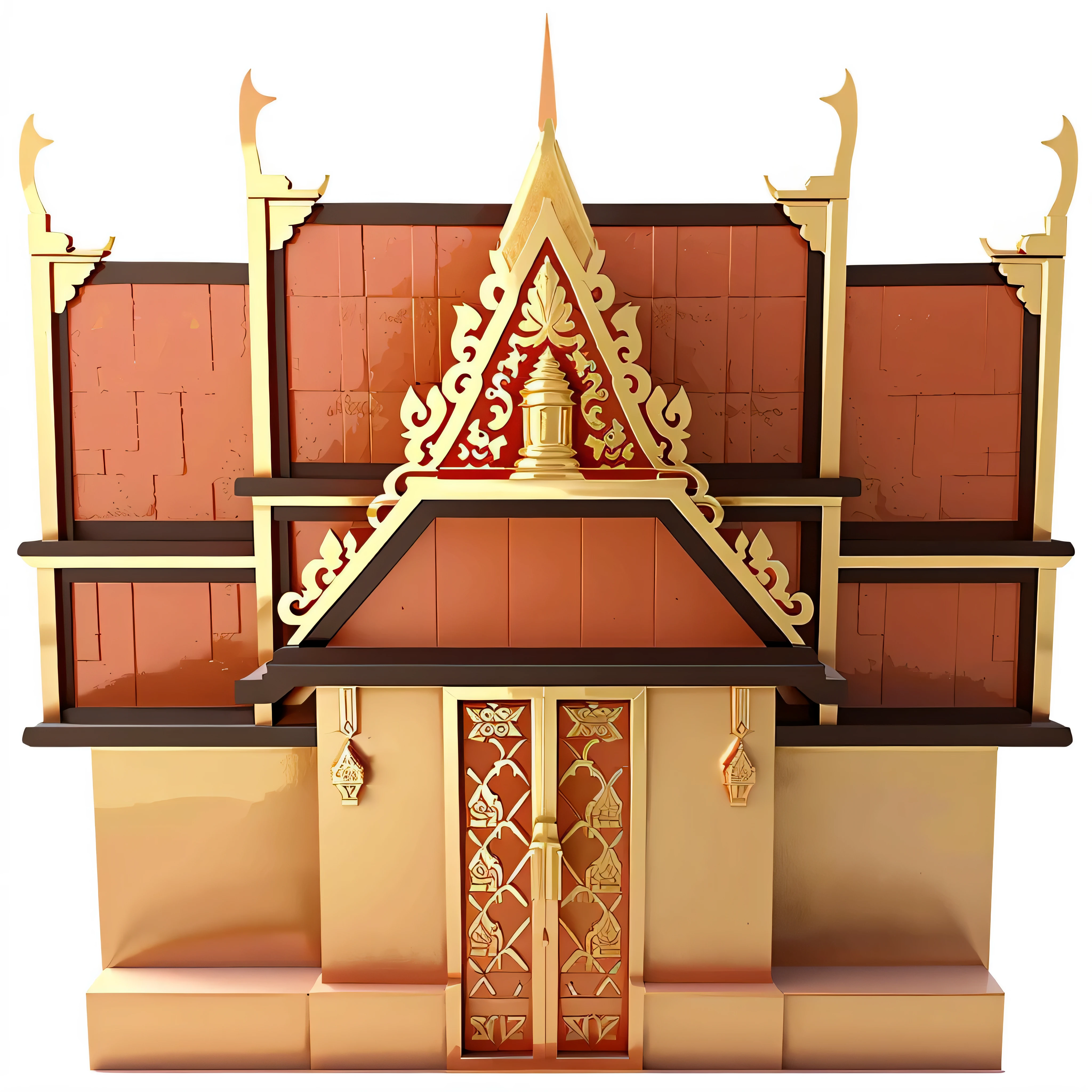 illustration of a khmer temple with a red roof and gold decorations, temple background, khmer temple, background depicting a temple, temple, a temple, khmer architecture, castles and temple details, buddhist architecture, an altar of a temple, large temples, symmetrical illustration, tibetan inspired architecture, dmt temple, ancient temple,