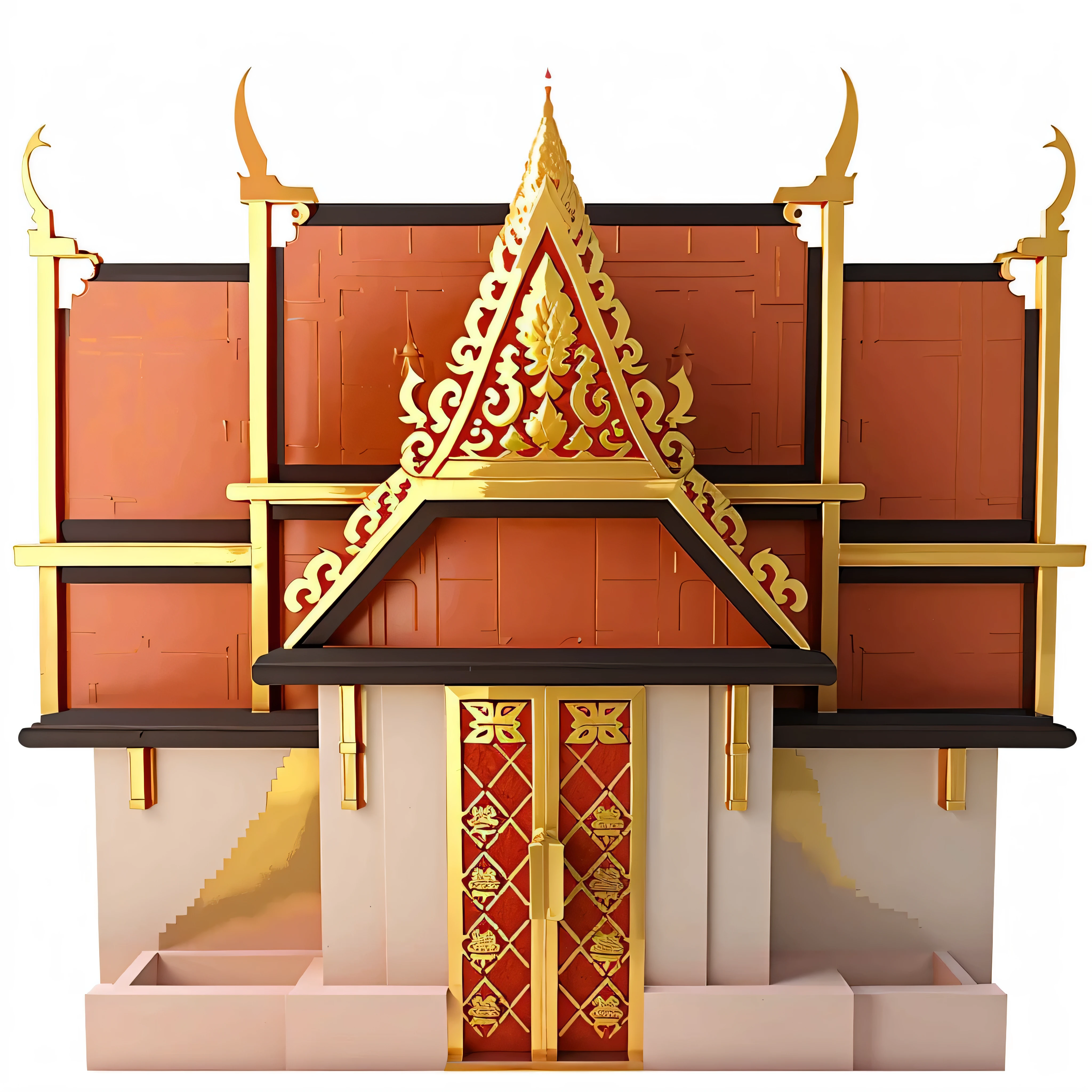 illustration of a khmer temple with a red roof and gold decorations, temple background, khmer temple, background depicting a temple, temple, a temple, khmer architecture, castles and temple details, buddhist architecture, an altar of a temple, large temples, symmetrical illustration, tibetan inspired architecture, dmt temple, ancient temple,