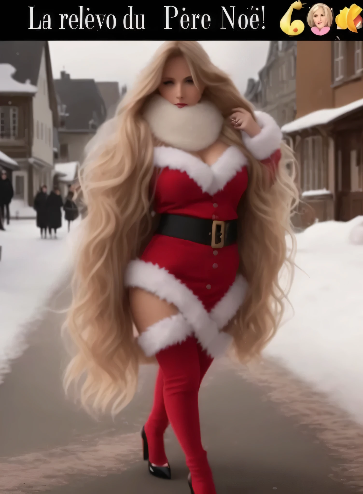 femme blonde en costume de Santa Claus marchant dans une rue, Santa Claus, Santa Clause, 😭🤮 💔, 🇺🇦, leaked image, photo Snapchat, LoL, 🐿🍸🍋, picsart, capturer, 🤬 🤮 💕 🎀, ahhhhhhh, by Jean Hélion, Same, illustration!, femme, 💋 💄 👠 👗