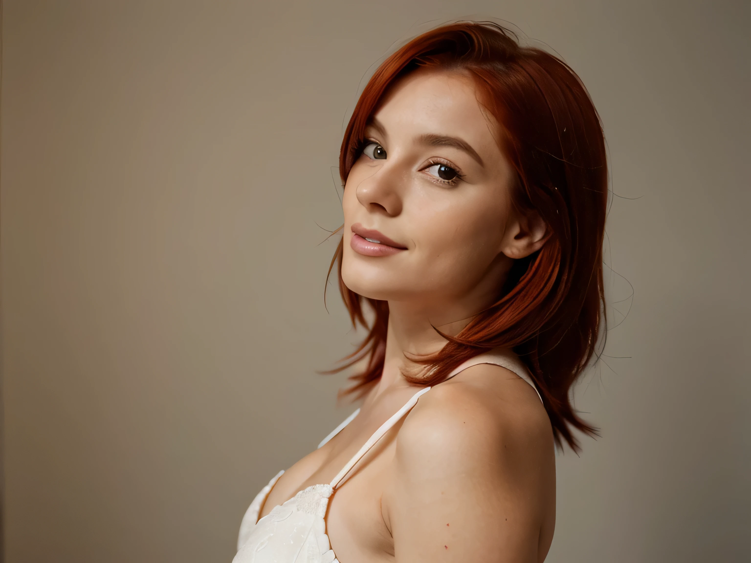 (best quality, highres, ultra-detailed), realistic lighting, vibrant colors, gorgeous 30-year-old red-haired woman, petite body, short red hair, beautiful detailed eyes and lips, in the park