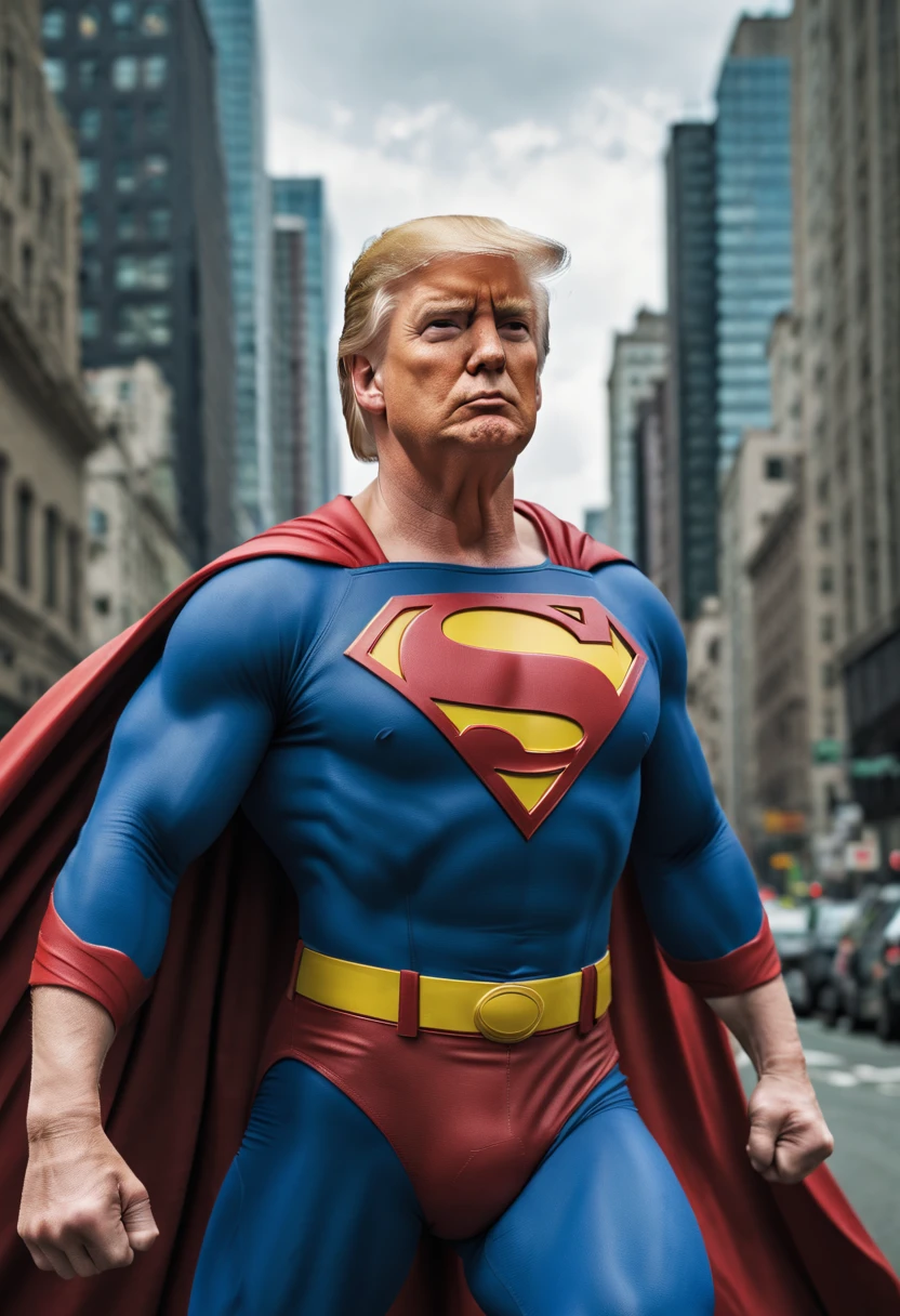 donald trump in a superman style