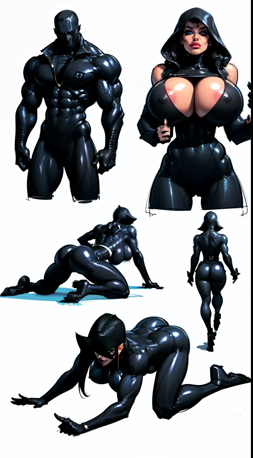 ((masterpiece)),(((best quality))), ((character design sheet:1.5)), (((sketches:1.5))), lineart, pencil lines only, (full body view)) , (laying on all fours), legs spread open, ,(pronated on ground), illustration,1girl, muscular, ((black business suit:1.5)), ((hair combed back:1.4)), ((gothic make up:1.2)), ((detailed face:1.4)) ((gigantic breasts:1.6)), (slendered abs), ((cleavage)), beautiful woman, (thick legs), scribbles and marks, rough sketches, pose, 8k,16k, ( background, white background: 1.3)