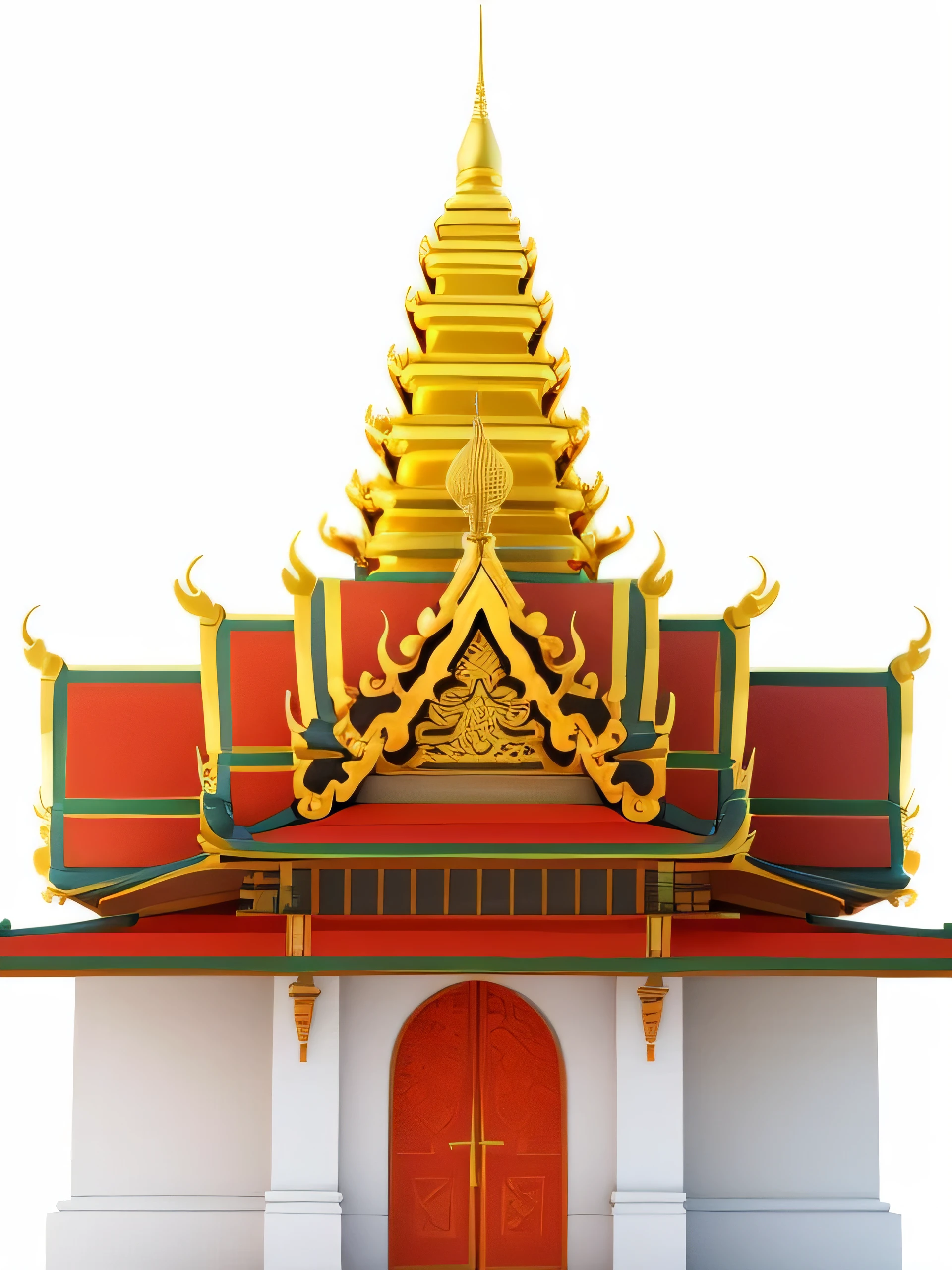 a cartoon of a building with a golden roof and a red roof, temple background, thai architecture, thai temple, large temples, temple, castles and temple details, buddhist architecture, a temple, digital painting of a pagoda, bangkok, thailand art, shaved temple, background depicting a temple, an extremely detailed building, temples, buddhist temple, pagodaHD, (best detail), (best quality), cartoon, 3DMM,