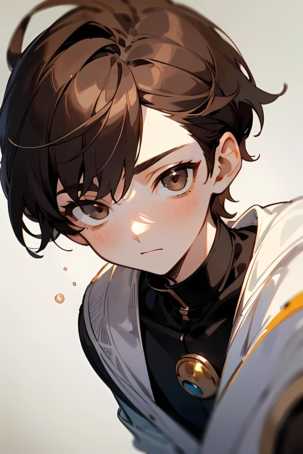1 Boy (male) - 150 cm - 10 year old - dark brown eyes - dark brown hair - village - looking at the camera - half of moon. ((best quality)), ((masterpiece)), (detailed), perfect face (cute and hot) - emotionless eyes - pale white skin -