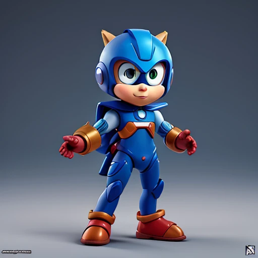 comic boy character, armadura tipo megaman, capacete forma de lobo