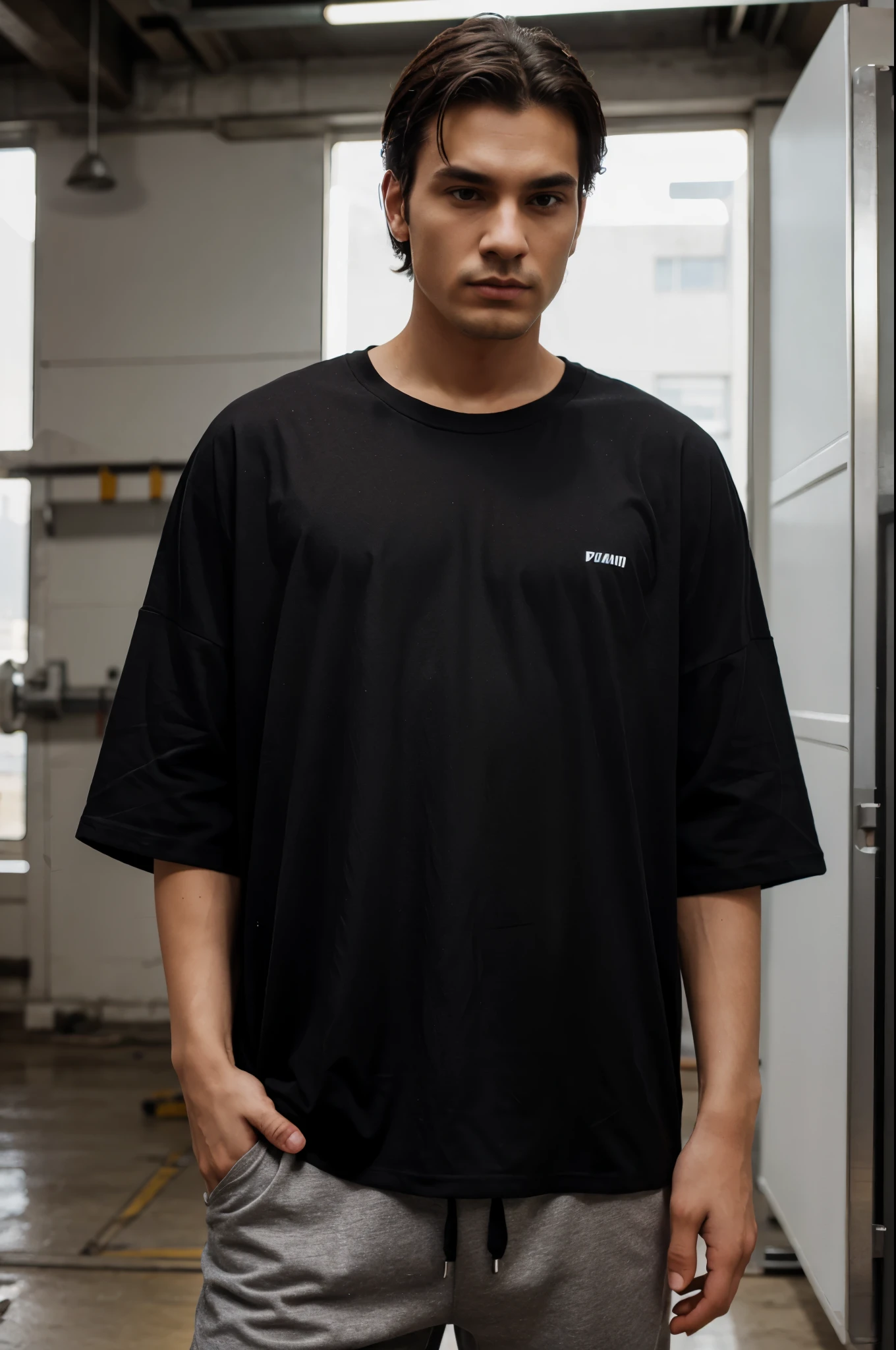 mockup man black tshirt oversize