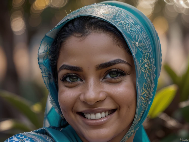 .RAW, melhor qualidade, high resolution, master part: 1.3), Mulher malaia bonita no hijab, master part, Corpo fino perfeito, ((Seios grandes, lindos olhos grandes, water eyes, sorriso suave, (vestindo baju kurung ketat ), sorridente, ventoso, detalhes da pele, detalhes da textura da pele, quadris largos, coxas grossas, , morning hour, Rindo, Feliz, luz solar brilhante, caminho do jardim de flores, Fundo desfocado, Bokeh,