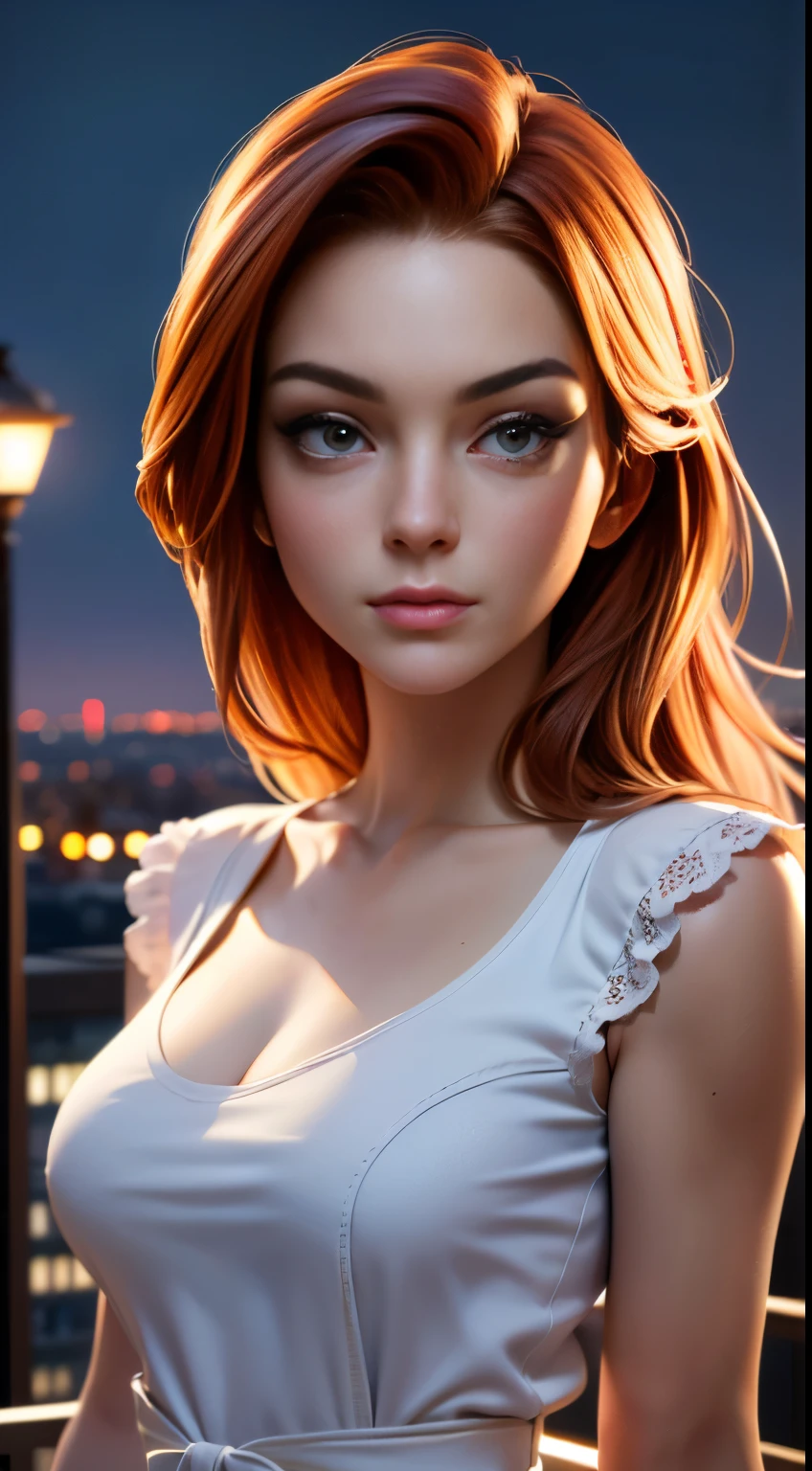 photo of Lindsay Lohan, RAW, beautiful woman, ((portrait)), ((detailed face:1.2)), ((detailed facial feature, detailed skin, clear skin), (perfect proportioned body, medium breasts), (wearing a color dress) (high detailed city environment, apartment balcony), (realistic photo, best quality, detailed), (8k wallpaper), (cinematic lighting, dramatic lighting) (sharp focus, intricate)