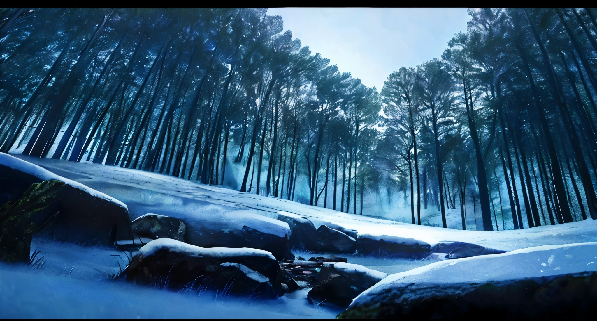 Bosque nevado scene, Arte conceptual de invierno, bosque nevado, Ilustraciones de fondo, Bosque nevado, Antecedentes del anime art, Anime Lush John 8K Woods, Antecedentes del anime, in a Bosque nevado setting, Entorno forestal iluminado por la luna, Ambiente nevado, Bosque de invierno, escena de fondo aleatoria, Heavy winter aesthetics, Bosque azul, Arte conceptual de un bosque oscuro
