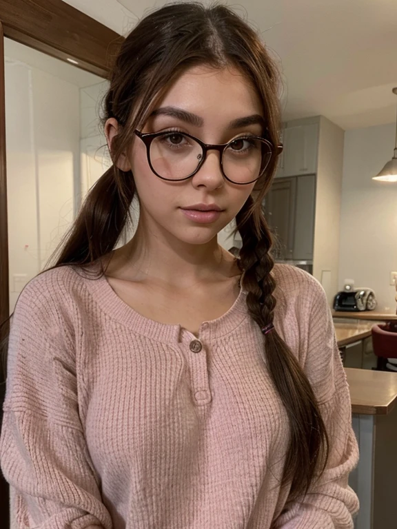 the entire body from head to toe is recommended. And a woman with brown hair in a attraction parck ,:: ,:: madison beer, streaming, pigtail, photorealistic - h 6 4 0, 🎀 🧟 🍓 🧚, see, live2d, looks like laura barriales, —ar 16:9, sam nassour, 5 0 s, insanely cute, in france, straight eyebrows, red pull over and black glasses