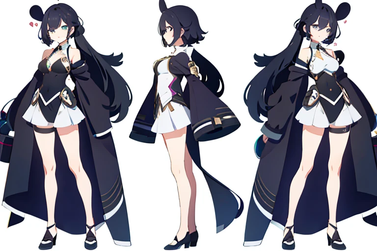 (((Best Quality))) , ((full body)), female, multiple views, white background, variety of hairstyles, seductive pose, bolero,