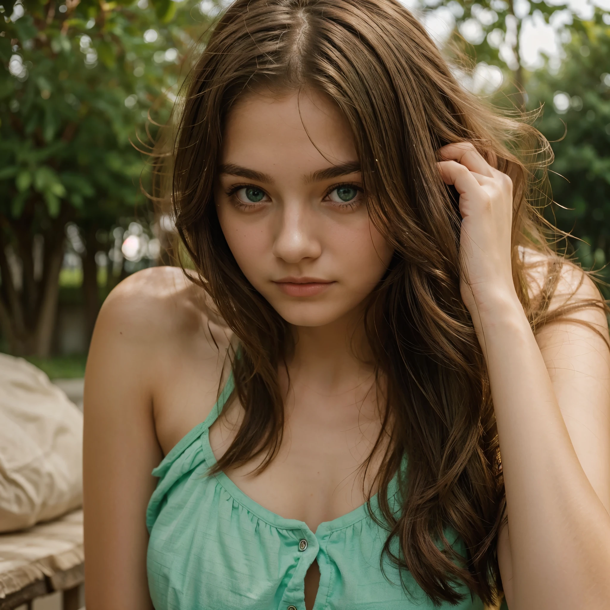 girl, beautiful and cute, Blinde hair and green eyes