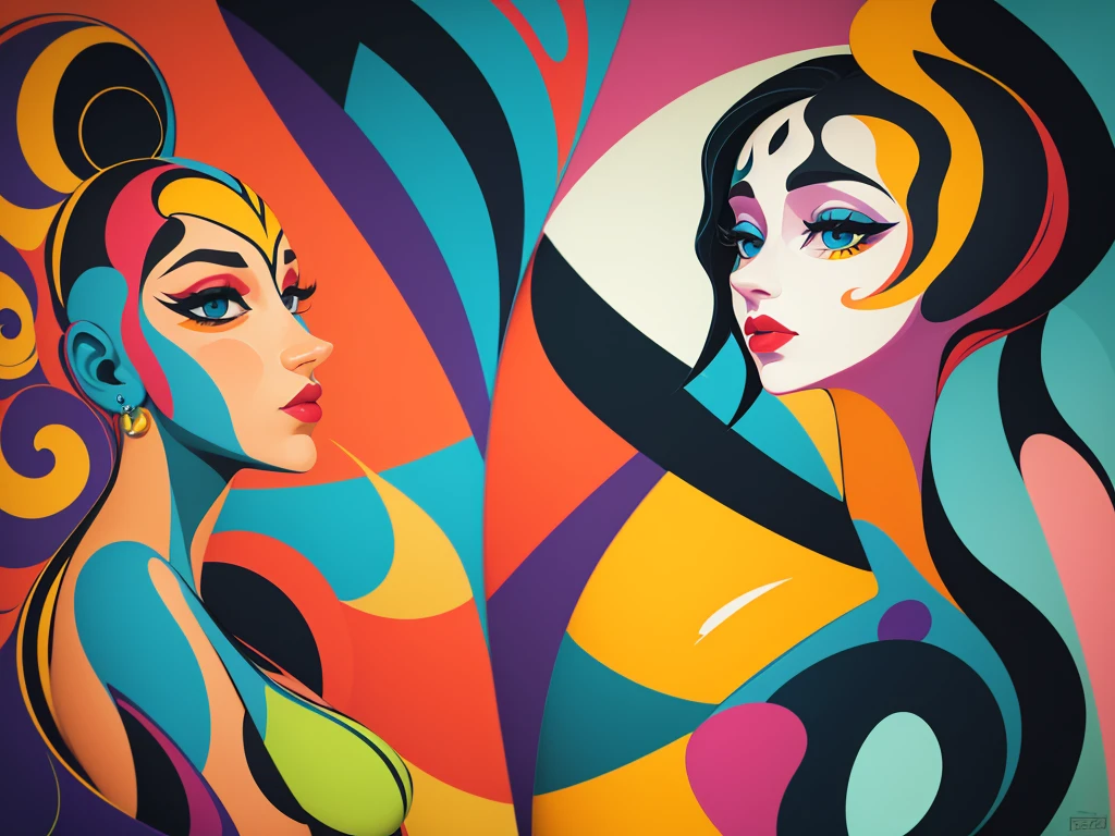 Painting of woman with colorful face and swirl background, Inspired by Picasso, Inspired by Pablo Picasso, Picasso style, Inspired by Francis Picabia, Inspired by Ismael Nelly, Inspired by Oswaldo Guayasamin, Picasso's masterpieces, Female profile, Aesthetics similar to Picasso, Inspired by Alexander Archipenko, Inspired by Man Ray, stylized painting
