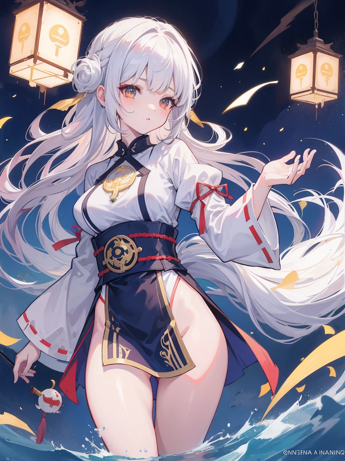 do anime sentada no campo com bolo e lanterna, corpo inteiro, palace , Uma meninanfu, Alphonse Mucha e Rossdraw, por Yang J, Arte em estilo Guviz, Beautiful digital illustration, Arte digital no Pixiv, Artgerm e Atey Ghailan, a beautiful artwork illustration, Guweiz em Pixiv ArtStation