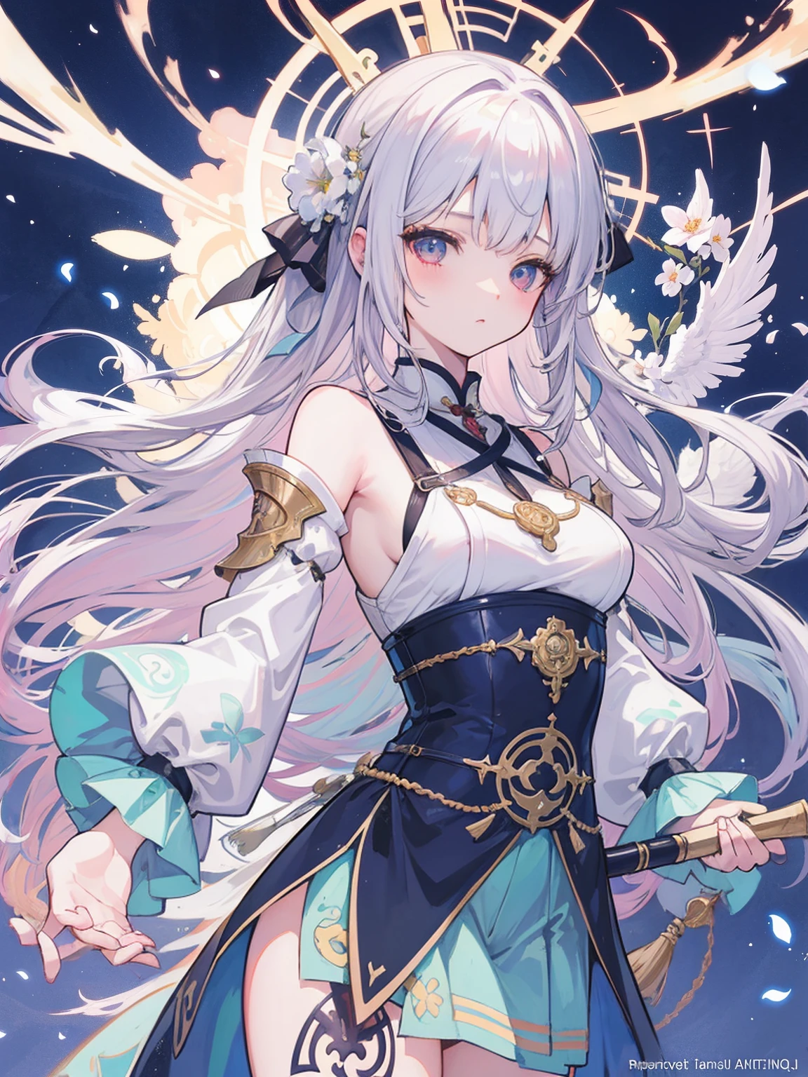 Menina do anime sentada no campo com bolo e lanterna, corpo inteiro, palace , Uma menina em Hanfu, Alphonse Mucha e Rossdraw, por Yang J, Arte em estilo Guviz, Beautiful digital illustration, Arte digital no Pixiv, Artgerm e Atey Ghailan, a beautiful artwork illustration, Guweiz em Pixiv ArtStation