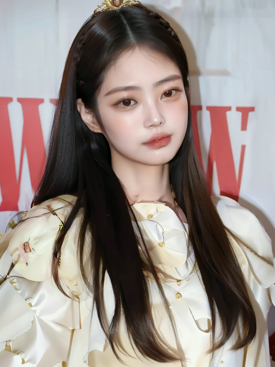there is a woman with long hair posing for a picture, beautiful south Mulher coreana, maquiagem sul-coreana popular, menina coreana, maquiagem coreana popular, young adorable korean face, gorgeous young Mulher coreana, beautiful young Mulher coreana, Ulzzang, wan adorable korean face, Mulher coreana, korean face features, beautiful aesthetic face, com rosto redondo, young cute wan asian face