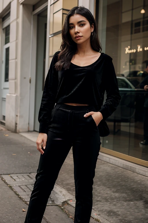 Black velvet pants Woman