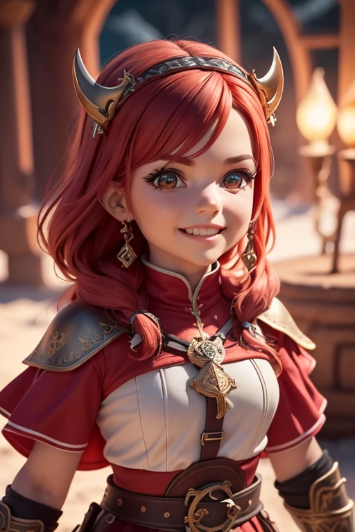 Beautiful female head viking, pelo rojo, disfraz de guerrera vikinga, en globo de nieve, sonrisa suave, Lindo retrato de cuerpo entero, figura esbelta de pie, Personaje de dibujos animados, personaje de pixar, medieval, Renderizado 3D, symatic lighting, Trazado de rayos. Rojo crujiente, luz radiante, bosque misteriosa, (la mejor calidad, 8k, high resolusion, tmasterpiece:1.2), caprichoso.