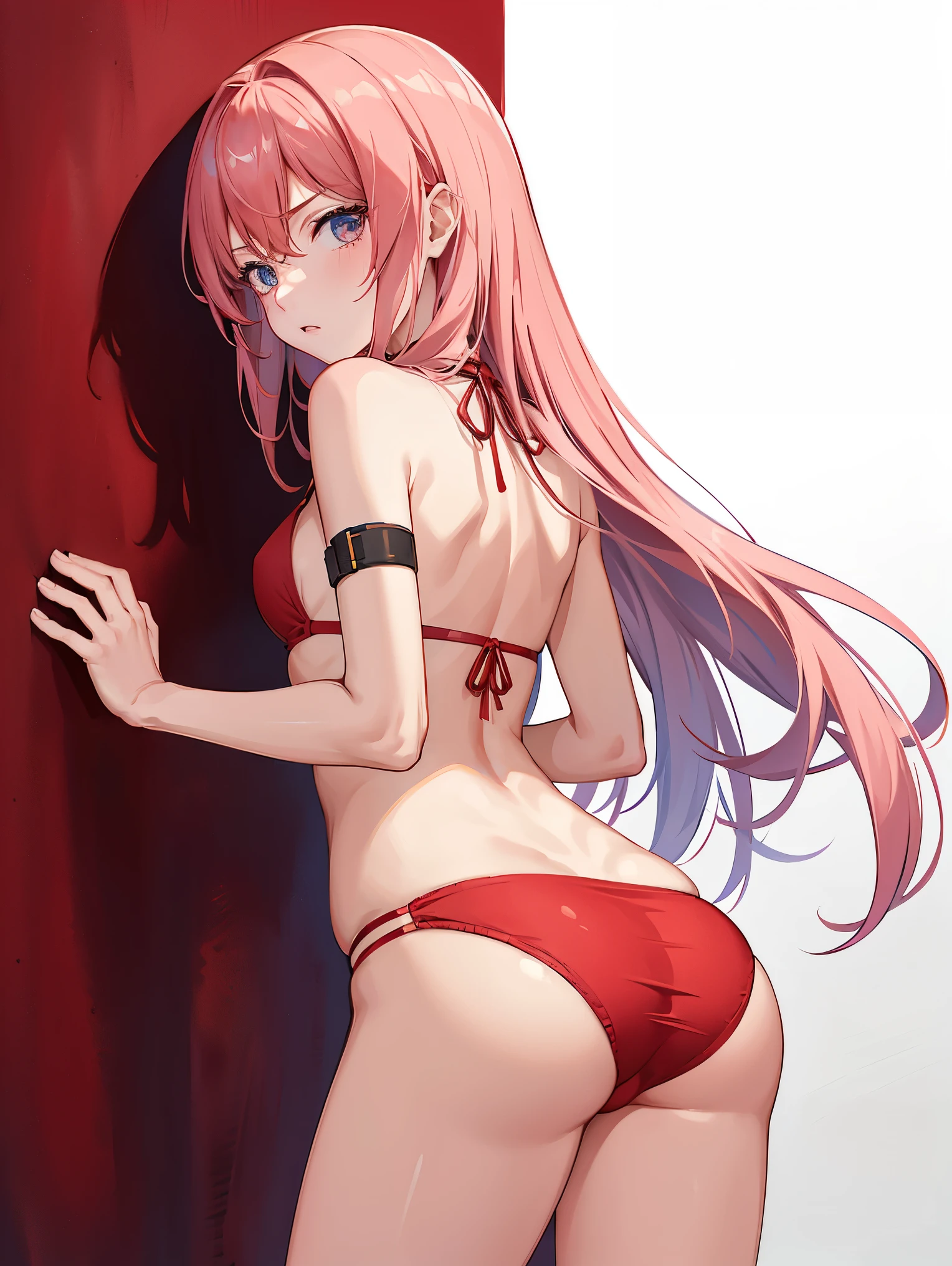 Girl vs、Red bikini armor、armure、Tangled in tentacles、Wall of flesh、small、small裤衩、CK、Open your crotch、、、embarrassed from,Back Shadow,big ass,the face,sitted,Buttocks to camera,is shy
