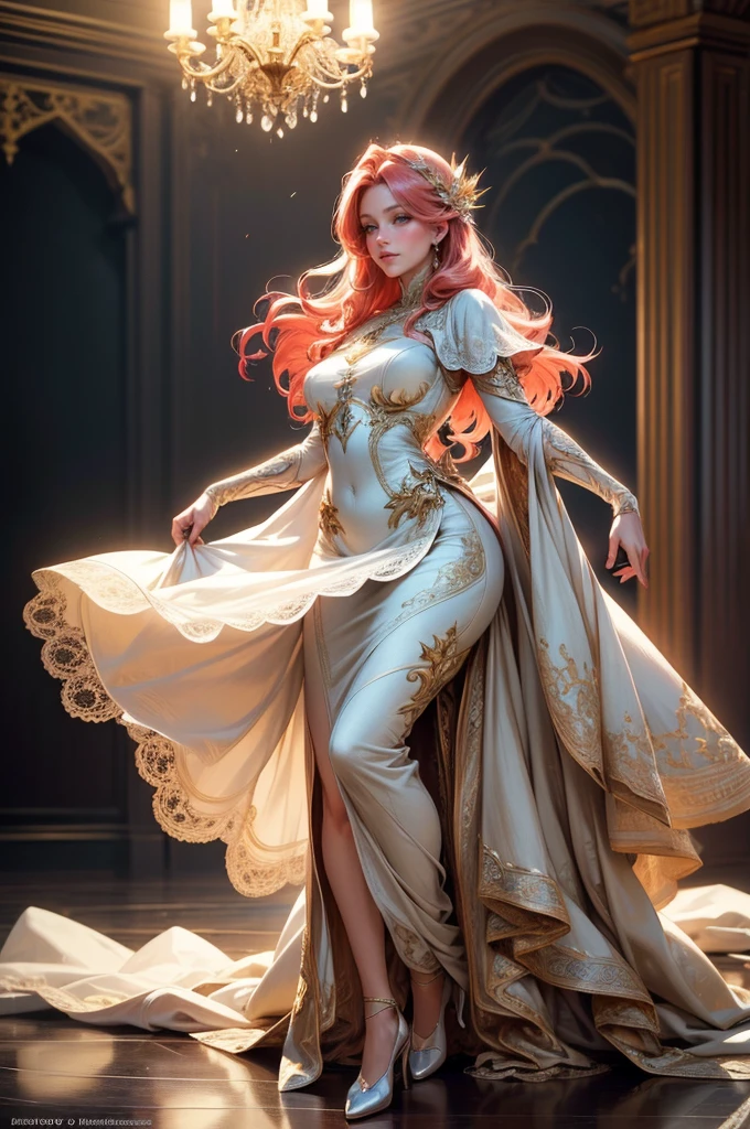 {-erro_de_anatomia:1.0}(best quality,4k,8k,highres,masterpiece:1.2), ultra-detailed, (realistic,photorealistic,photo-realistic:1.37), mature milf, illyasviel von einzbern, redhead hair, full body, vibrant colors, glowing skin, mesmerizing eyes, elegant pose, enchanting background, delicate lace dress, surreal lighting, ethereal atmosphere, mystical aura, intricate details, artistic medium, digital illustration, fantasy, anime, dancing litghtly