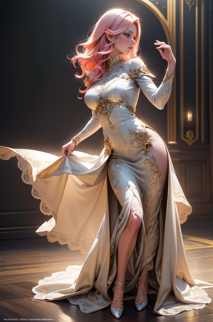 {-erro_de_anatomia:1.0}(best quality,4k,8k,highres,masterpiece:1.2), ultra-detailed, (realistic,photorealistic,photo-realistic:1.37), mature milf, illyasviel von einzbern, redhead hair, full body, vibrant colors, glowing skin, mesmerizing eyes, elegant pose, enchanting background, delicate lace dress, surreal lighting, ethereal atmosphere, mystical aura, intricate details, artistic medium, digital illustration, fantasy, anime, dancing litghtly