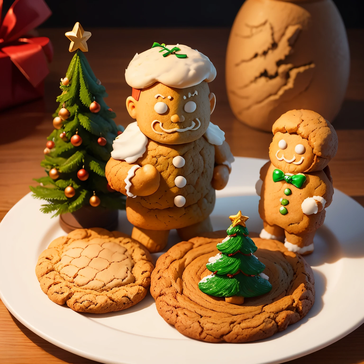 masterpiece、top-quality、ultra-detailliert、(ginger cookie man:1.3),multiple ginger cookie man,Christmas tree,