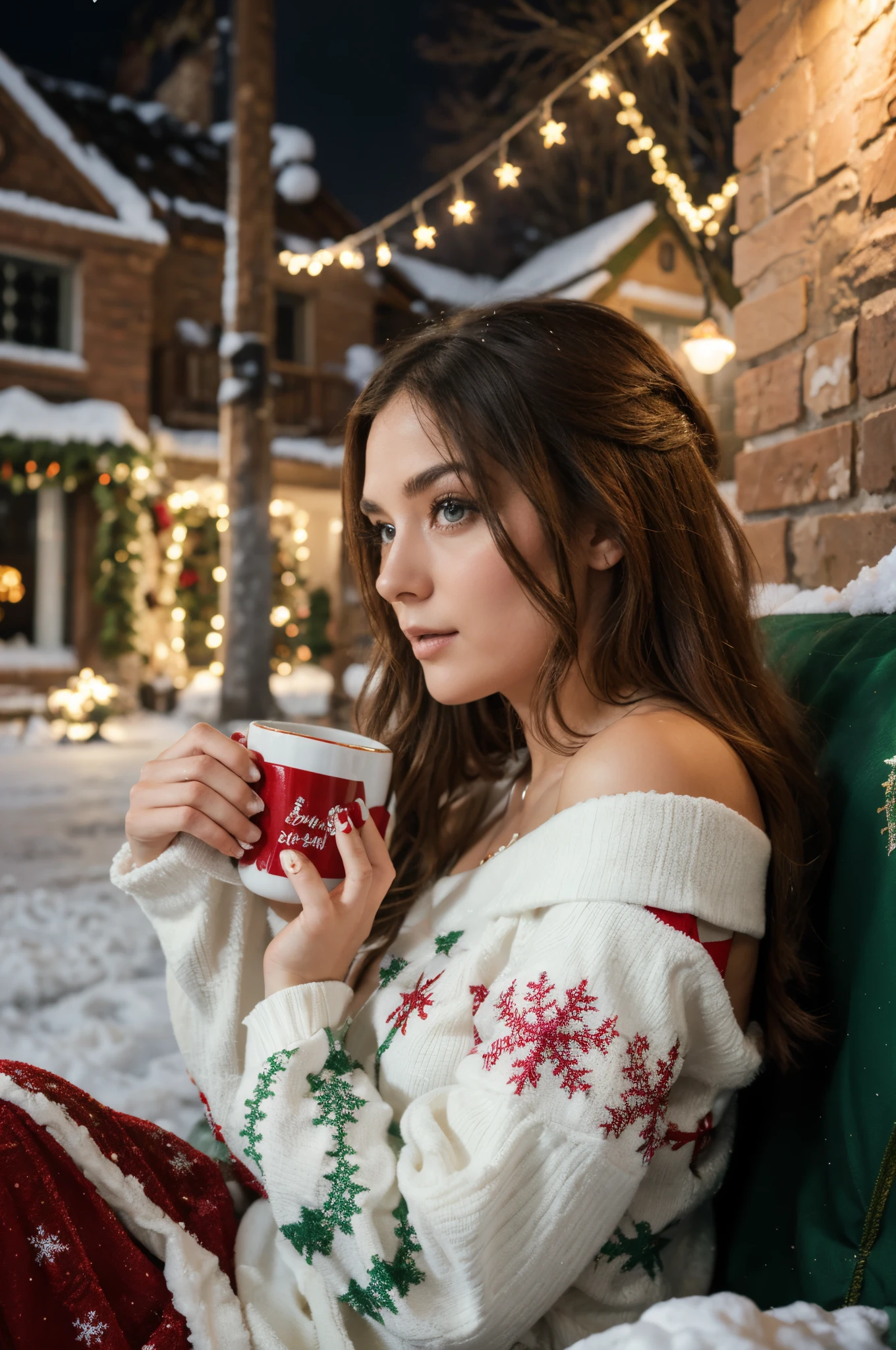 Hand supporting the Christmas mug