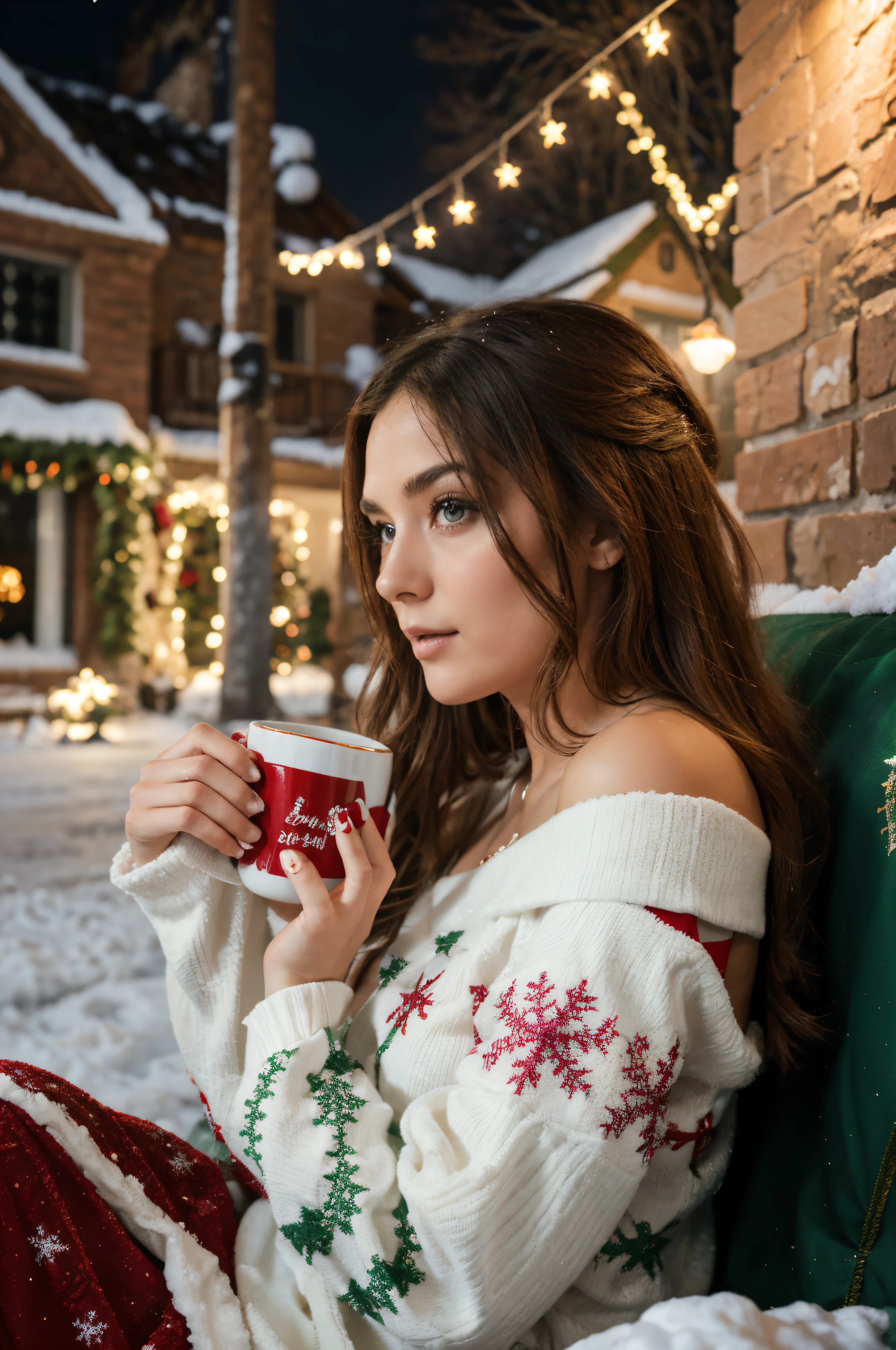 Hand supporting the Christmas mug
