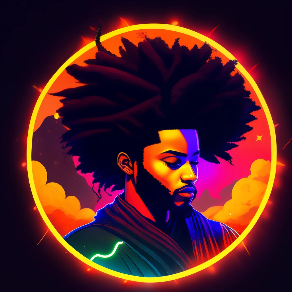 Create an image of a black ninja after an apocalypse in the future afro hair falling forward, Rasta type but braided,tiro de corpo inteiro, tiro de corpo inteiro, , Lightning in the sky, arms extended, olhando para frente, parado no topo de uma montanha, manto e capa vermelhos, cruz brilhante no ar. ,Arte Luz Neon, no escuro da noite, Um navio alto navega pelos mares iluminados pela ,....lua, estrelas, Colouring, circunstanciado, 4k
  Create an image of a black ninja after an apocalypse in the future afro hair falling forward, Rasta type but braided,tiro de corpo inteiro, tiro de corpo inteiro, , Lightning in the sky, arms extended, olhando para frente, parado no topo de uma montanha, manto e capa vermelhos, cruz brilhante no ar. ,Arte Luz Neon, no escuro da noite, Um navio alto navega pelos mares iluminados pela ,......lua, estrelas, Colouring, circunstanciado, 4k