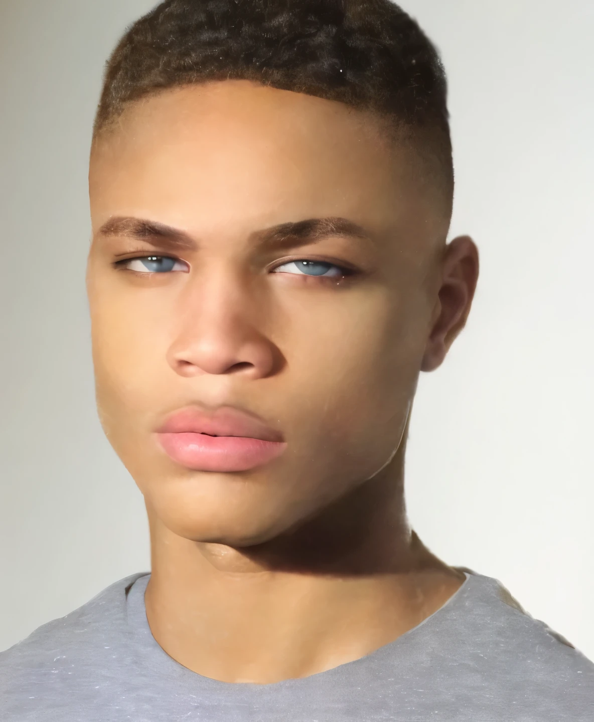 interracial man aux cheveux bruns bouclés, yeux gris, very beautiful, visage parfait