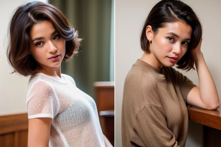 Penteado beleza e cuidados com o cabelo mulher bonita com longos cabelos castanhos naturais retrato glamour para