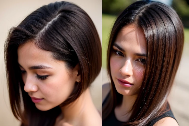 Penteado beleza e cuidados com o cabelo mulher bonita com longos cabelos castanhos naturais retrato glamour para