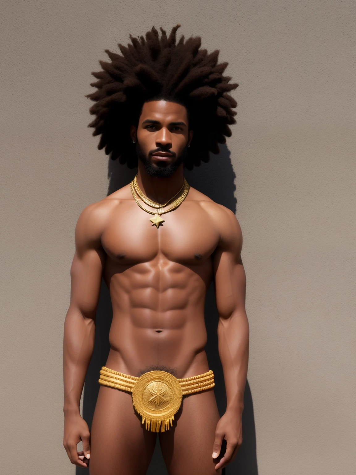 Create an image of a black ninja after an apocalypse in the future, afro cabelo caindo para frente, Rasta type but braided, corpo inteiro, vestindo um traje indiano ribulo africano corpo inteiro, A realistic 4K phoenix with blue feathers, dourado, cosmico , com uma  Moreno, de cabelo afro cabelo caindo para frente, Rasta type but braided, Estilo Art Vista de Corpo Inteiro, plano completo, vista frontal, Vista lateral, vista traseira, de personagem, Multiple views and poses, various points of view, um personagem, corpo inteiro, personagem com menos, estilo de roupa, no mesmo Estilo de cabelo, less Type of footwear, strong full-body vision, plano completo, vista frontal, vista traseira, design de personagem, Multiple views and poses, various points of view, de um personagem, corpo inteiro,, personagem com mesmo, estilo de roupa, no mesmo Estilo de cabelo, same type of footwearThe route follows the cores of the Cape Verde flag. The top is deep blue, simbolizando o oceano que cerca as ilhas. The chest and the central part are white, representando a paz e a unidade do povo cabo-verdiano. The sleeves and legs are red, denoting determination and spirit, do 10 Estrelas Douradas, : Ten gold stars are prominently displayed at the top of the costume, ao longo do peito e ombros, representando as 10 principais ilhas de Cabo Verde. Cada estrela, It is carefully detailed and shines brightly against the background Star Belt A wide belt, also golden, is used in Tribal Details, O traje incorpora elementos tribais discretos em seu design, referencing the cultural heritage of Cape Verde