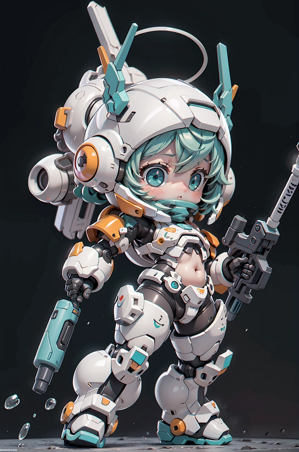 Ano_fofo_Mech,1girl,sozinho,corar,azul_olho,propriedade,fechado_boca,Standing,cheio_corpo,arma,Rosa_Hair,Chibi,propriedade_arma,armadura,Aqua_olho,arma,capacete,preto_Background Story,Cerrados_hand,propriedade_arma,Mecha_Musume,power_armadura,
Cinematic lighting,Contraste forte,high level of detail,best quality,master part,White Background Story,