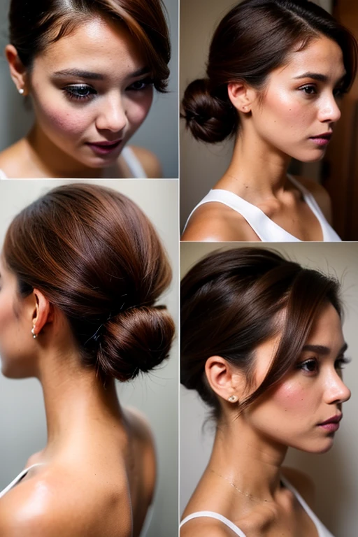 Penteado beleza e cuidados com o cabelo mulher bonita com longos cabelos castanhos naturais, imagem de meio corpo, retrato glamour para