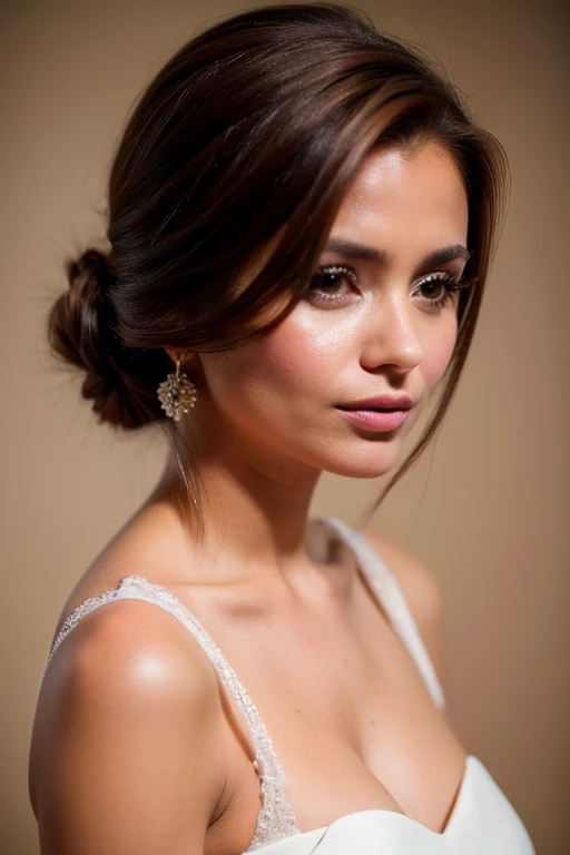 Penteado beleza e cuidados com o cabelo mulher bonita com longos cabelos castanhos naturais, imagem de meio corpo, retrato glamour para capa de revista